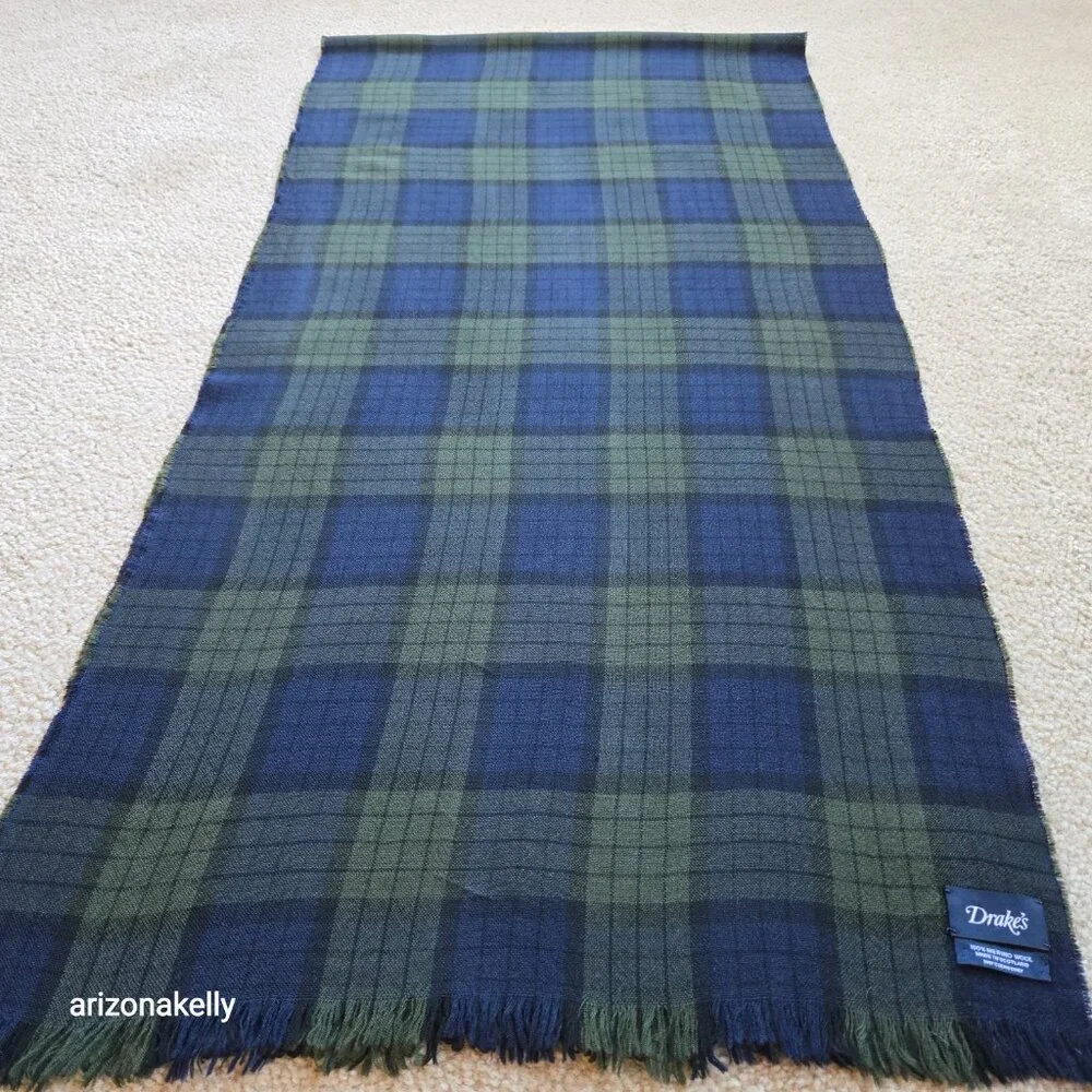 Drake's Merino Wool Blackwatch Plaid Woven Scarf